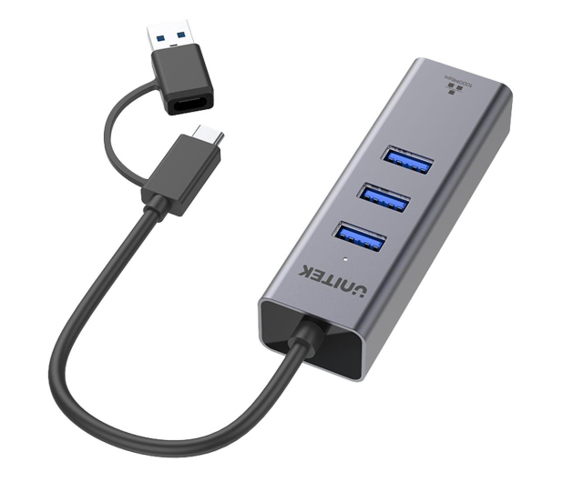 Unitek Hub USB-C - 3x USB-C, Ethernet - 1291396 - zdjęcie 2